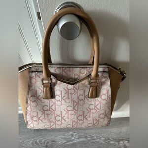 Calvin Klein Beige and Pink Satchel